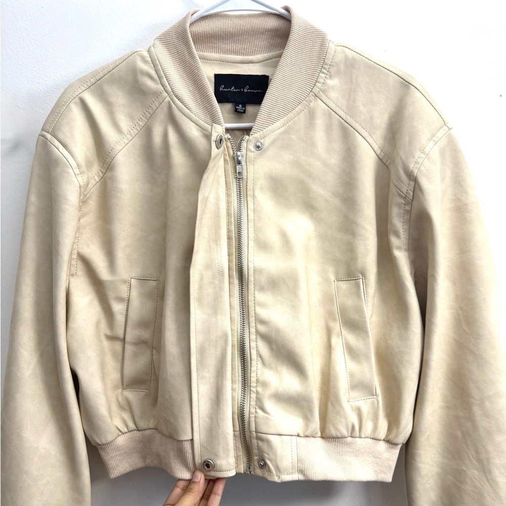 Hunter & Brown Women's Cream Bomber Jacket
